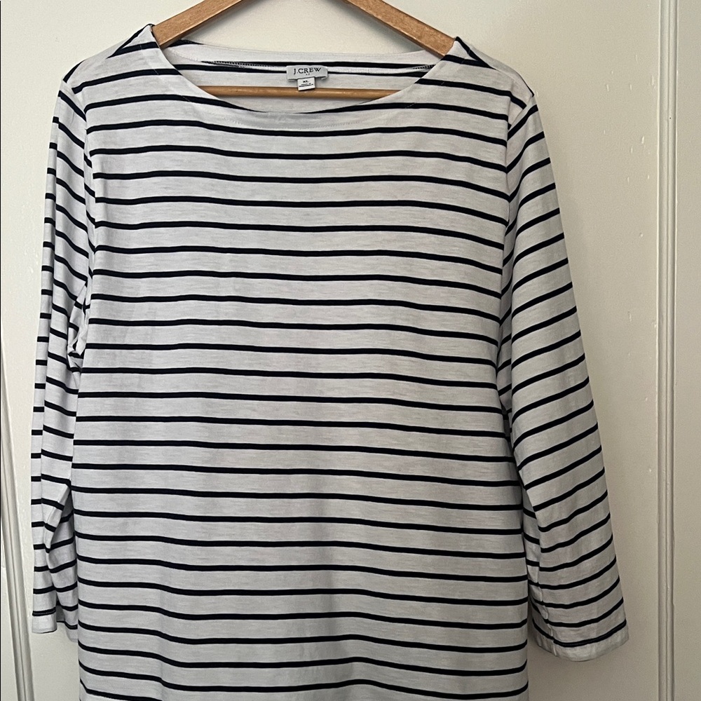 J. Crew Navy and White Striped Long Sleeve Top
